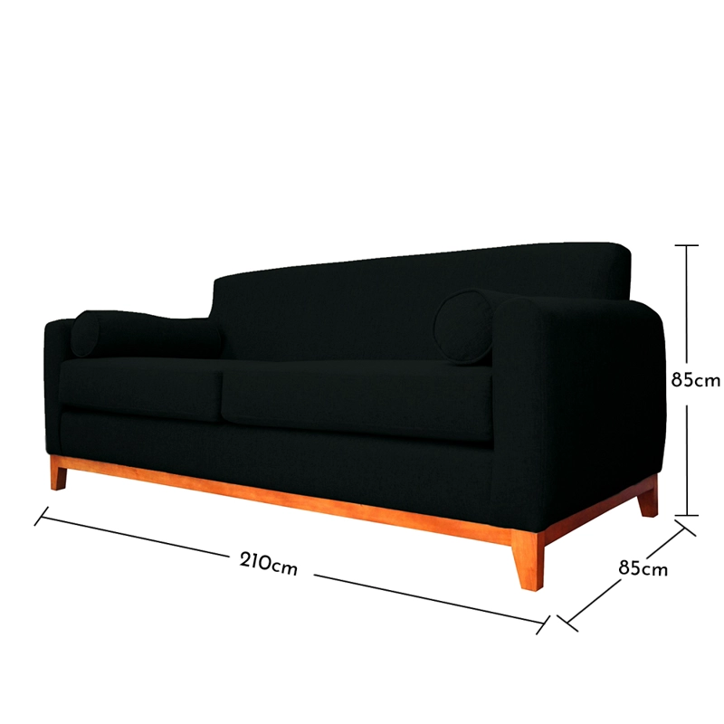 SOFA MELI 3 CUERPOS CHENILLE TIPO LINO NEGRO - 5