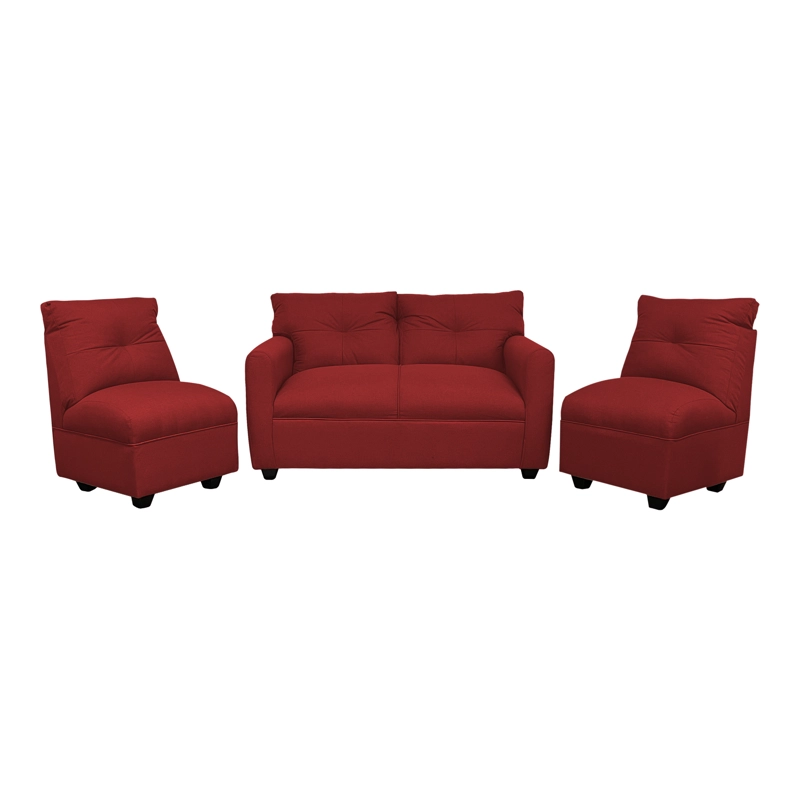 JUEGO LIVING MATEO 2-1-1 CUERPOS CHENILLE ROJO PATA PLASTICA - 1