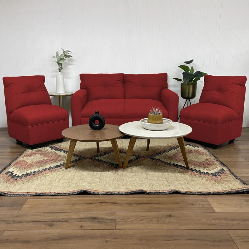 JUEGO LIVING MATEO 2-1-1 CUERPOS CHENILLE ROJO PATA PLASTICA - 2