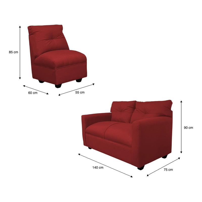 JUEGO LIVING MATEO 2-1-1 CUERPOS CHENILLE ROJO PATA PLASTICA - 3