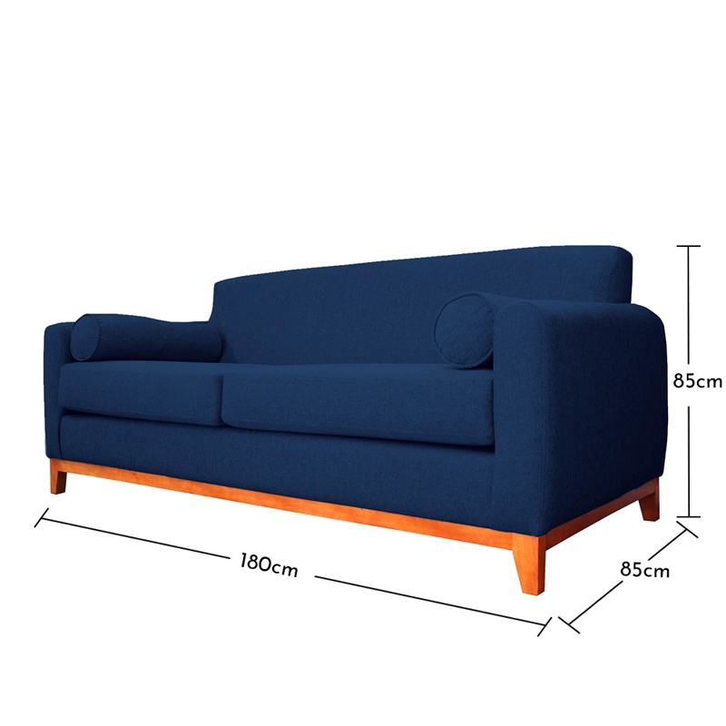SOFA MELI 2 CUERPOS CHENILLE TIPO LINO AZUL - 5