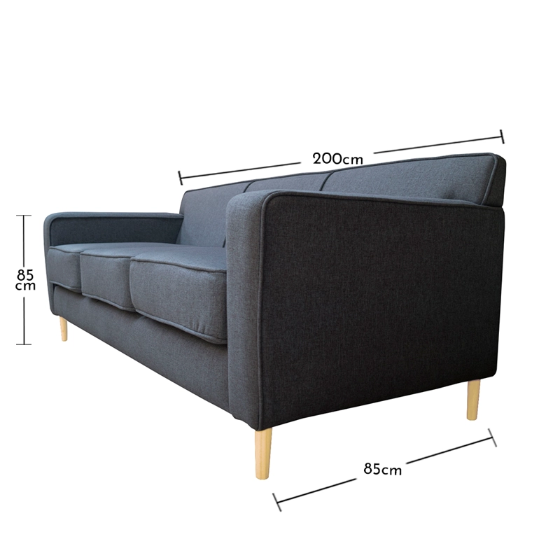 SOFA LILEN 3 CUERPOS CHENILLE TIPO LINO GRIS - 4