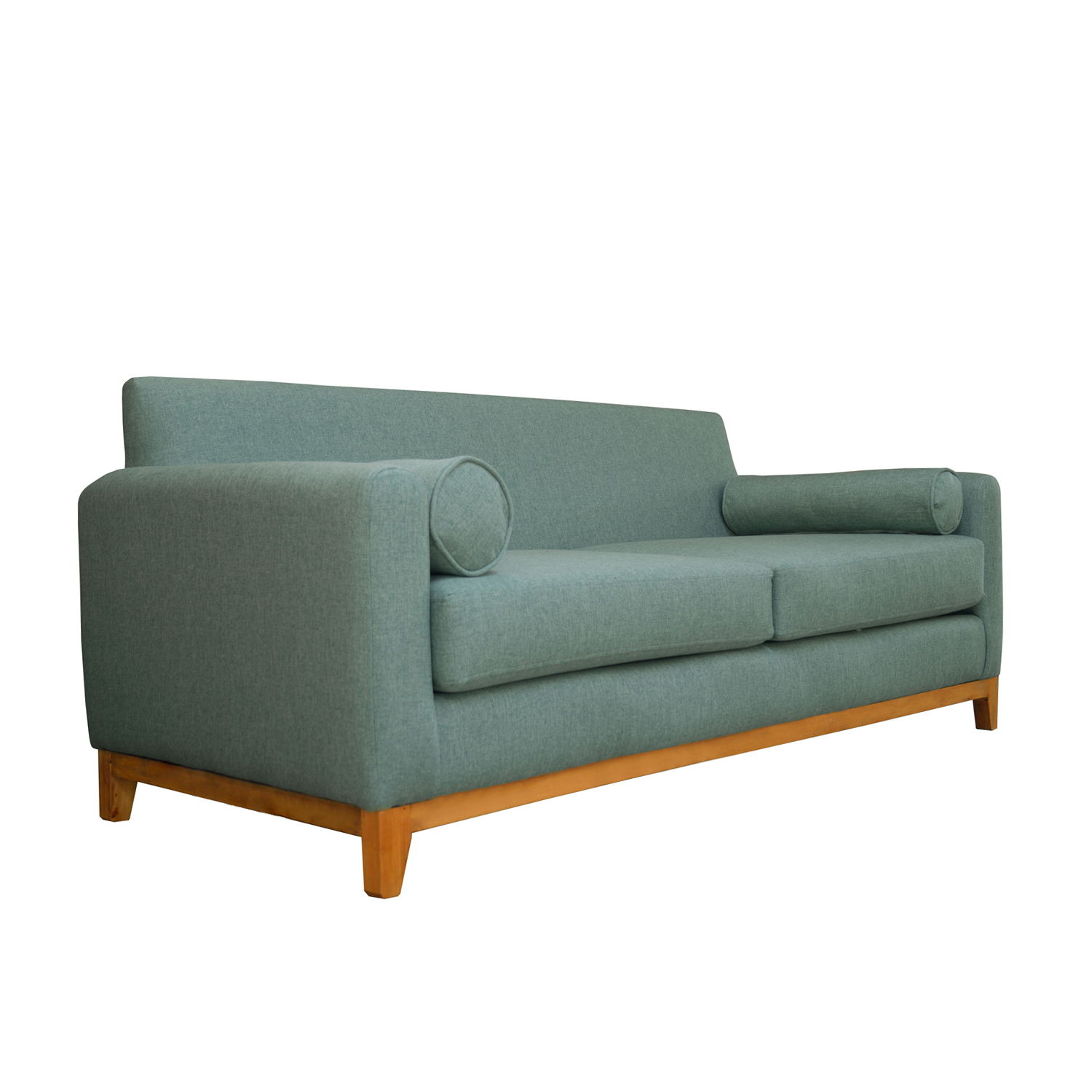 SOFA SOFAS HOME MELI 2 CUERPOS CHENILLE TIPO LINO VERDE - 2