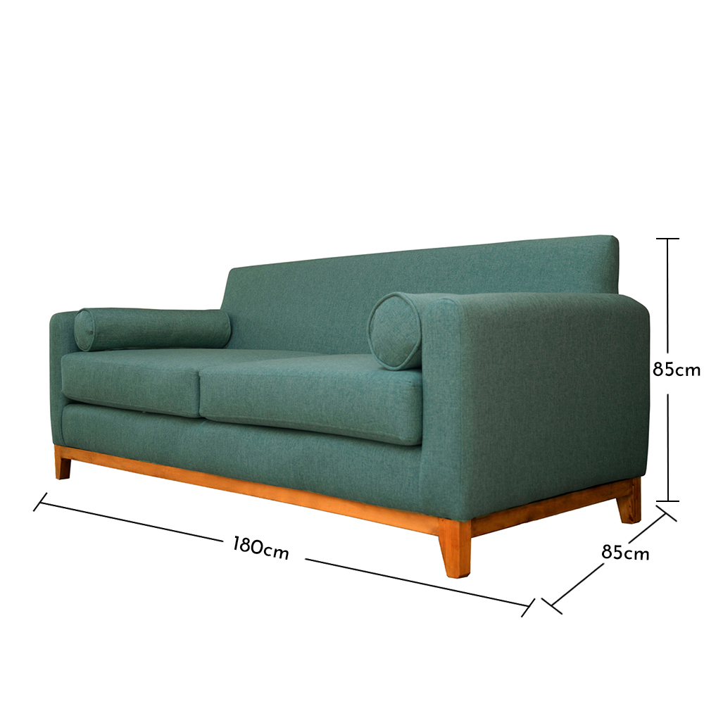 SOFA SOFAS HOME MELI 2 CUERPOS CHENILLE TIPO LINO VERDE - 5