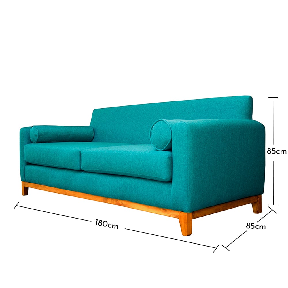 SOFA MELI CHENILLE TIPO LINO TURQUESA 2 CUERPOS - 5
