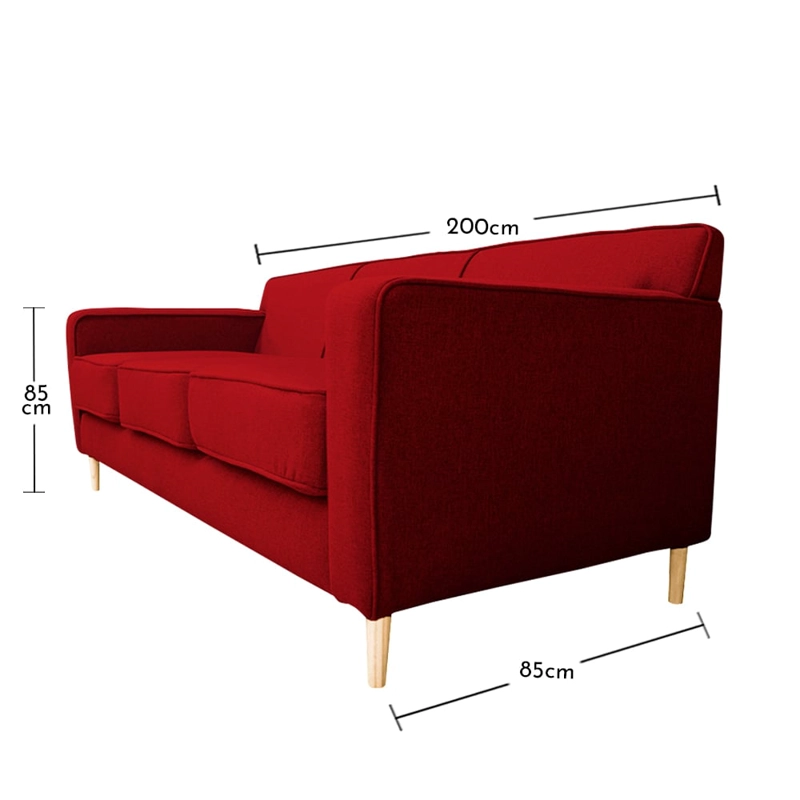 SOFA LILEN 3 CUERPOS FELPA ROJO - 4