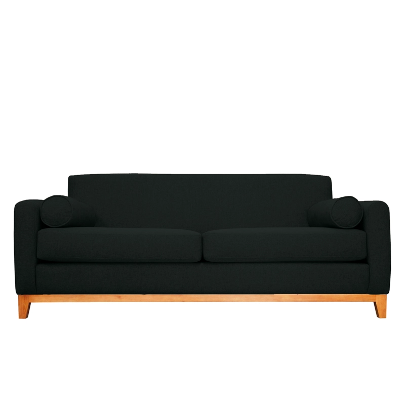 SOFA MELI 2 CUERPOS FELPA NEGRO - 1