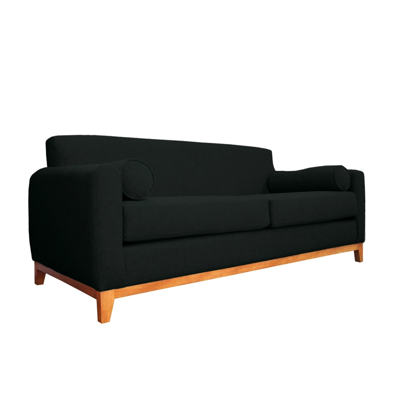 SOFA MELI 2 CUERPOS FELPA NEGRO - 2