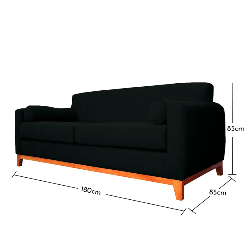 SOFA MELI 2 CUERPOS FELPA NEGRO - 5