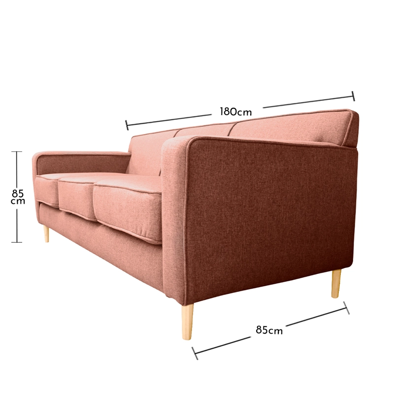 SOFA LILEN 2 CUERPOS FELPA PALO ROSA - 4