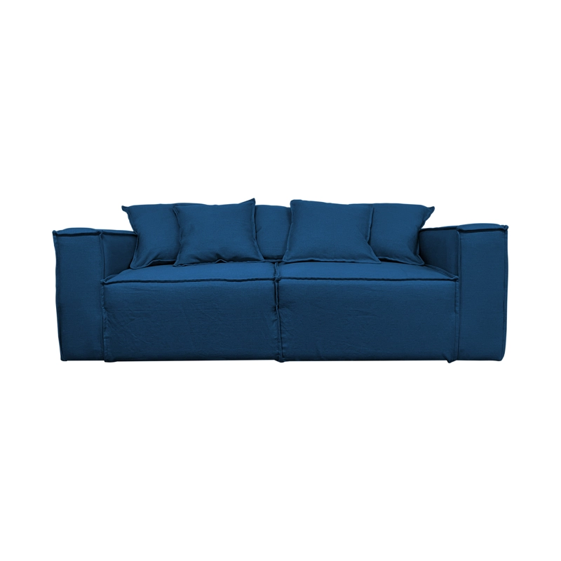SOFA CAMA ENCO 3 CUERPOS FELPA AZUL - 1