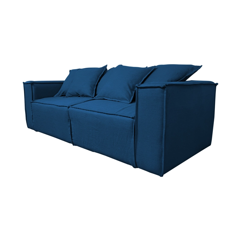 SOFA CAMA ENCO 3 CUERPOS FELPA AZUL - 3