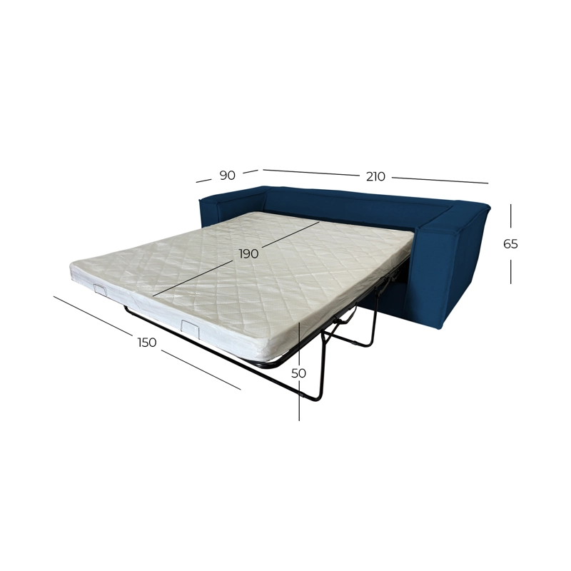 SOFA CAMA ENCO 3 CUERPOS FELPA AZUL - 5