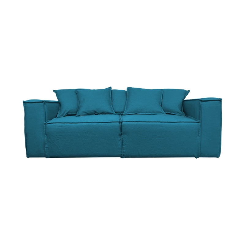 SOFA CAMA ENCO 3 CUERPOS FELPA TURQUESA - 1