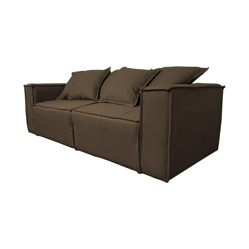 SOFA CAMA ENCO 3 CUERPOS FELPA CAFE - 3