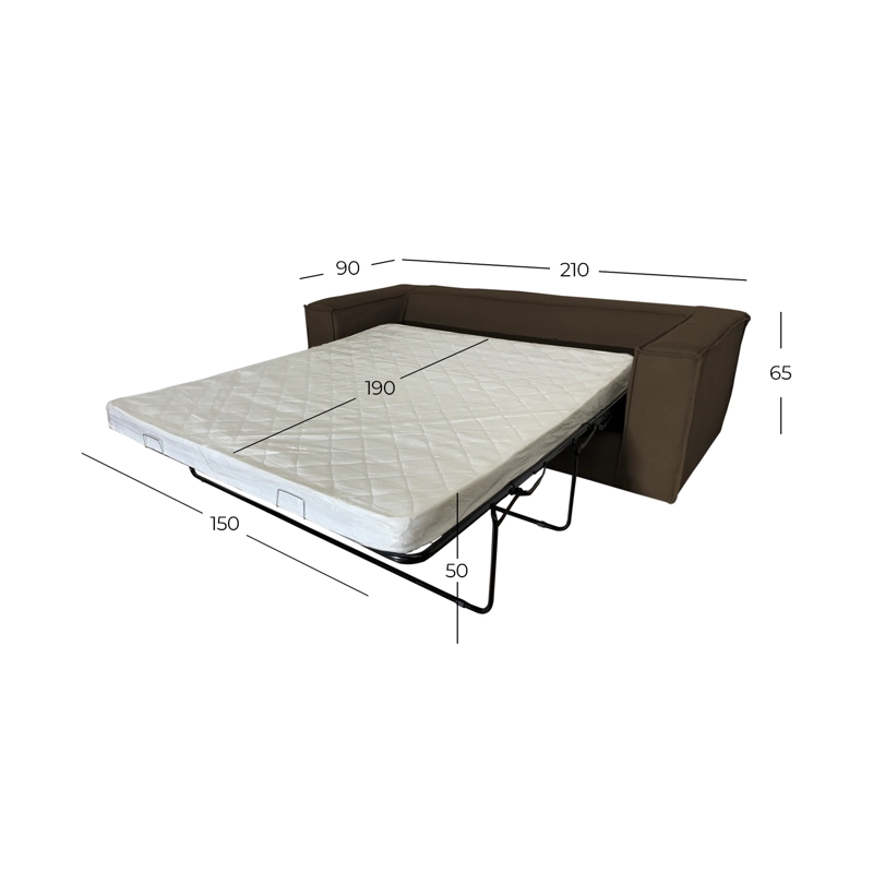 SOFA CAMA ENCO 3 CUERPOS FELPA CAFE - 5