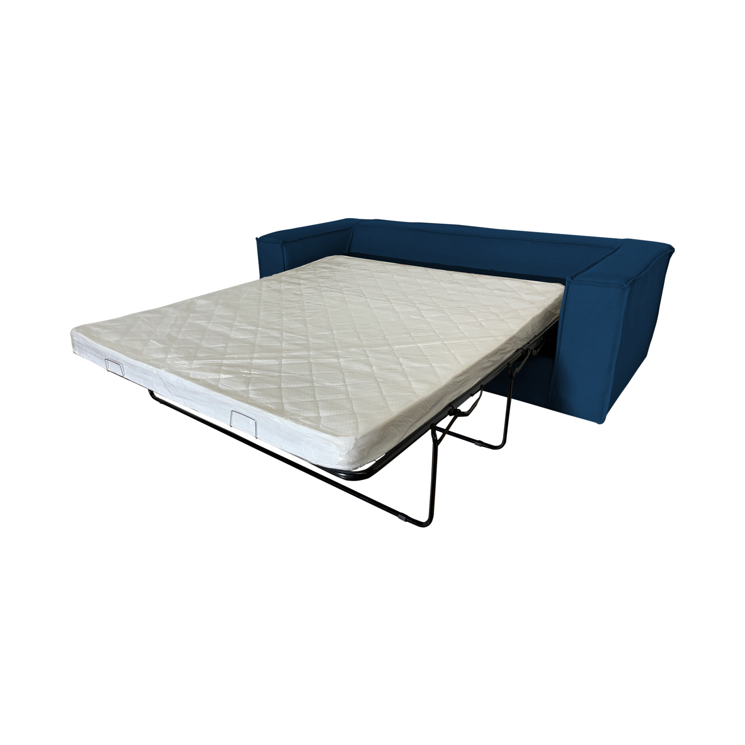 SOFA CAMA ENCO 3 CUERPOS CHENILLE AZUL TIPO LINO - 4