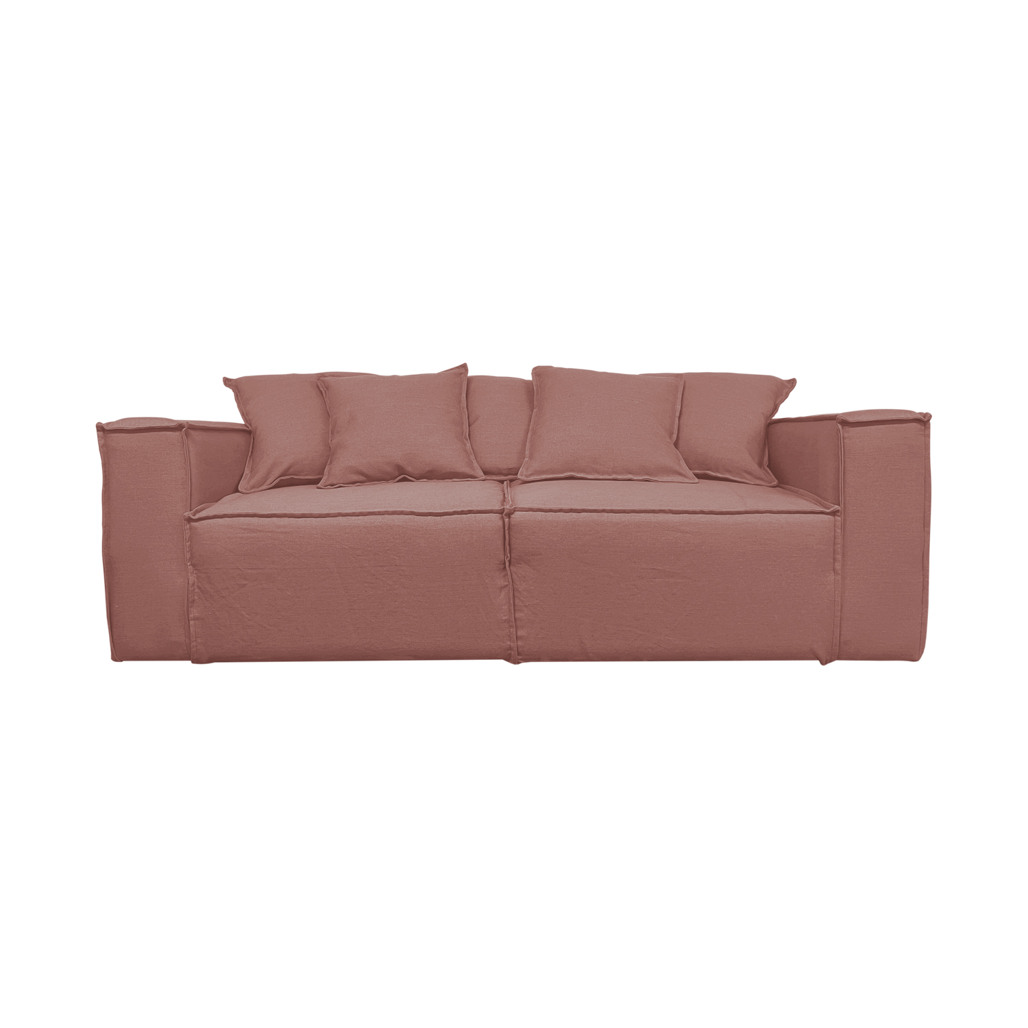 SOFA ENCO 3 CUERPOS CHENILLE PALO ROSA TIPO LINO - 1