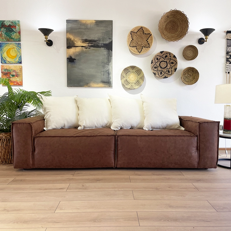 SOFA ENCO 3 CUERPOS CAMEL CUERO - 1