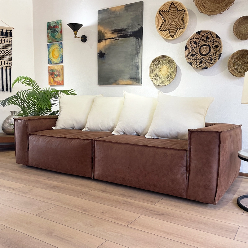 SOFA ENCO 3 CUERPOS CAMEL CUERO - 6