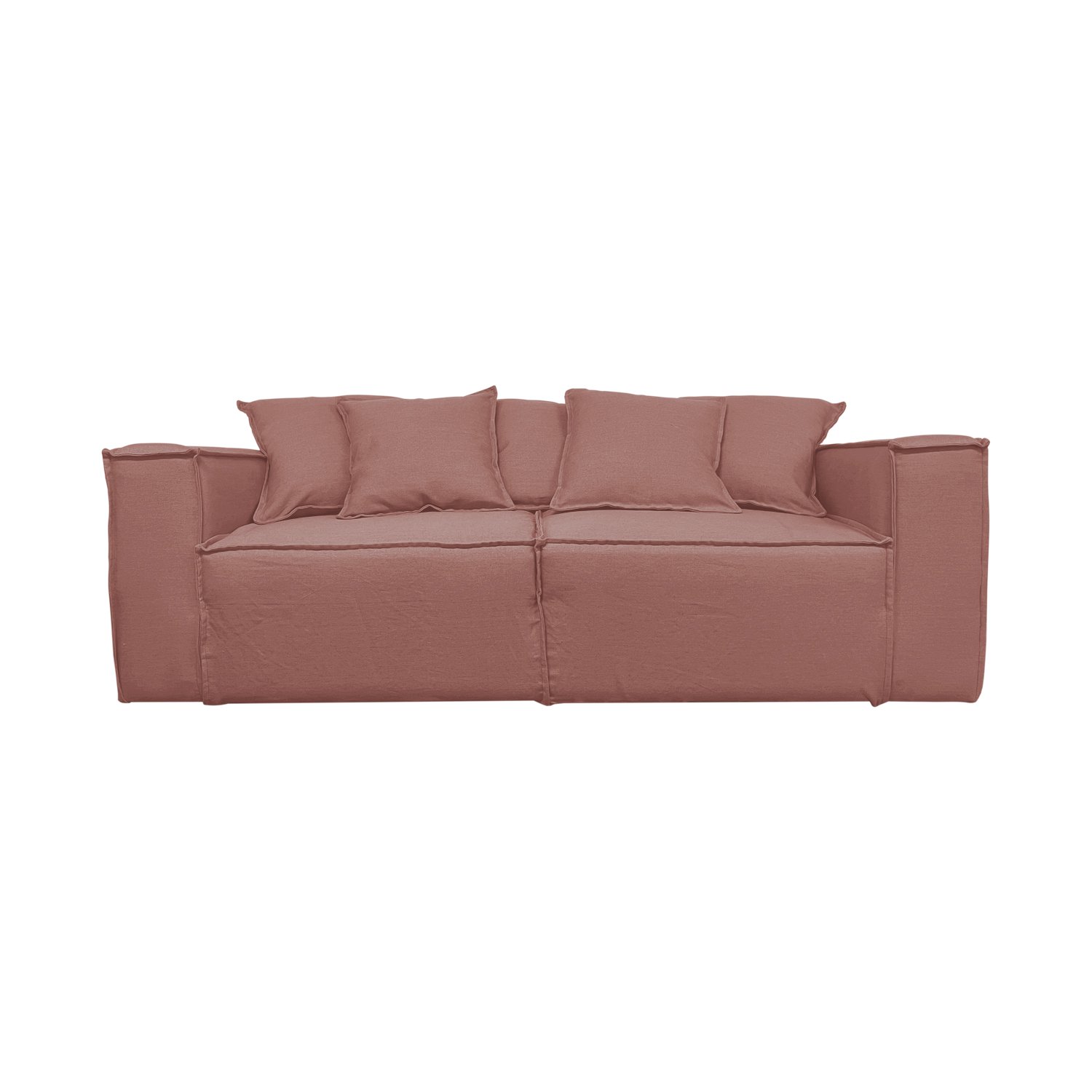 SOFA CAMA ENCO 3 CUERPOS CHENILLE PALO ROSA TIPO LINO - 1