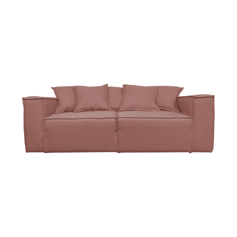 SOFA CAMA ENCO 3 CUERPOS FELPA PALO ROSA - 1