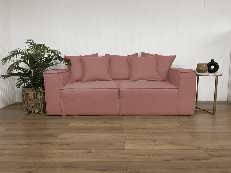 SOFA CAMA ENCO 3 CUERPOS FELPA PALO ROSA - 2