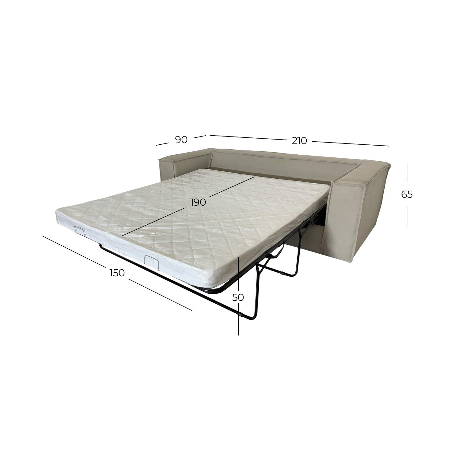 SOFA CAMA ENCO 3 CUERPOS FELPA BEIGE - 5
