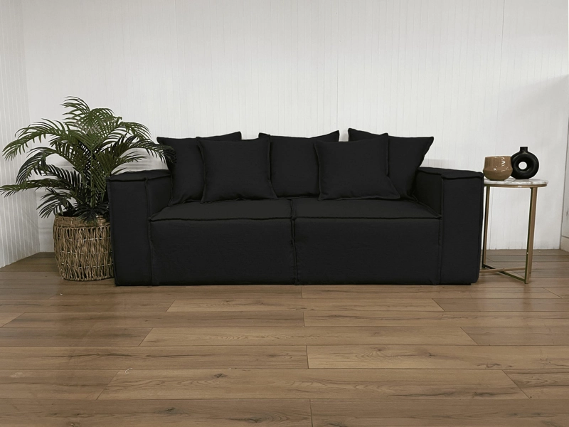 SOFA CAMA ENCO 3 CUERPOS FELPA NEGRO - 2