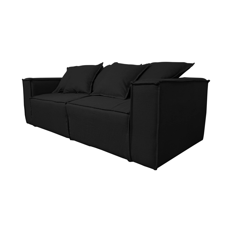 SOFA CAMA ENCO 3 CUERPOS FELPA NEGRO - 3