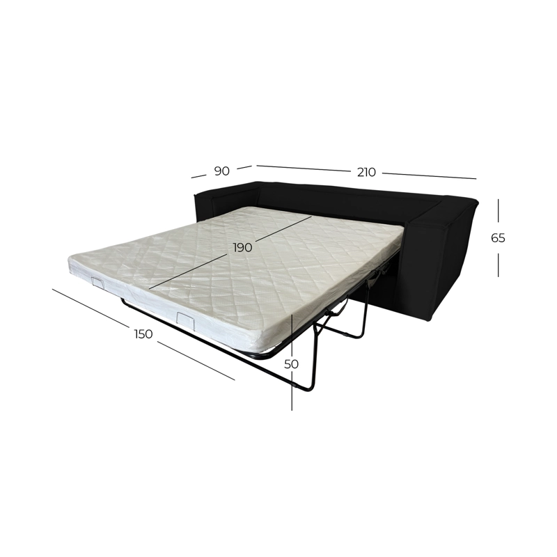 SOFA CAMA ENCO 3 CUERPOS FELPA NEGRO - 5