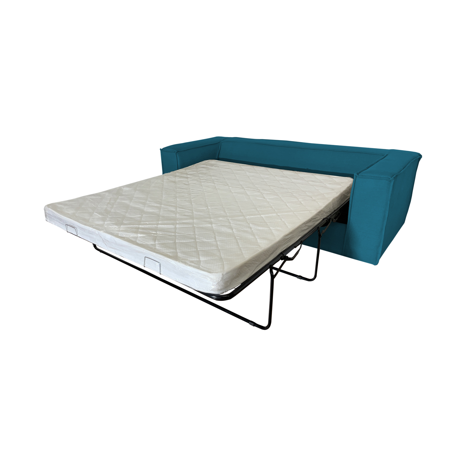 SOFA CAMA ENCO 3 CUERPOS CHENILLE TURQUESA TIPO LINO - 4