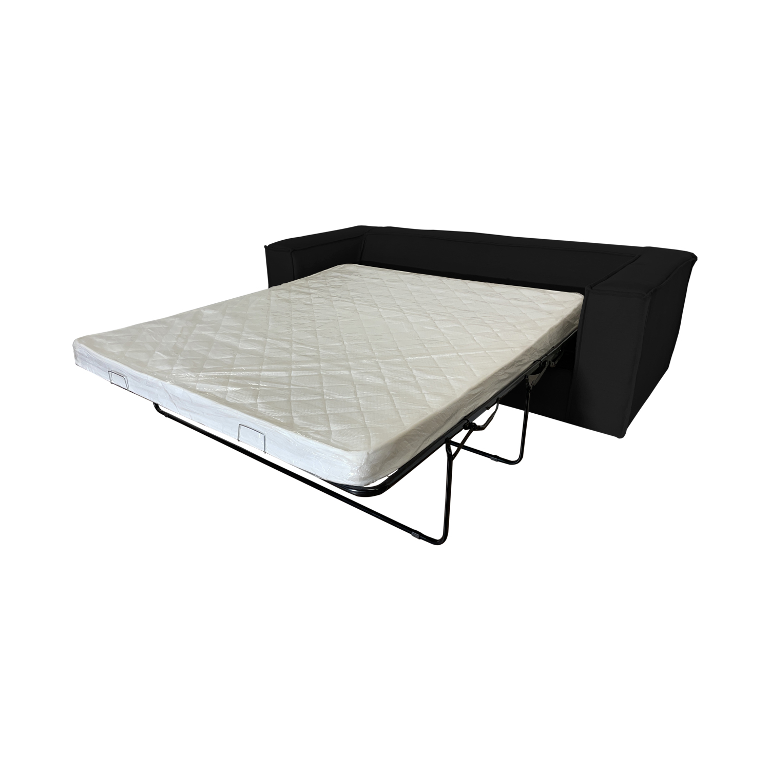 SOFA CAMA ENCO 3 CUERPOS CHENILLE NEGRO TIPO LINO - 4