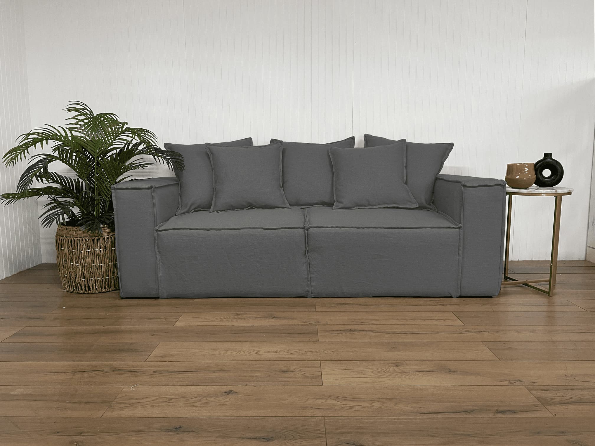 SOFA CAMA ENCO 3 CUERPOS FELPA GRIS - 2