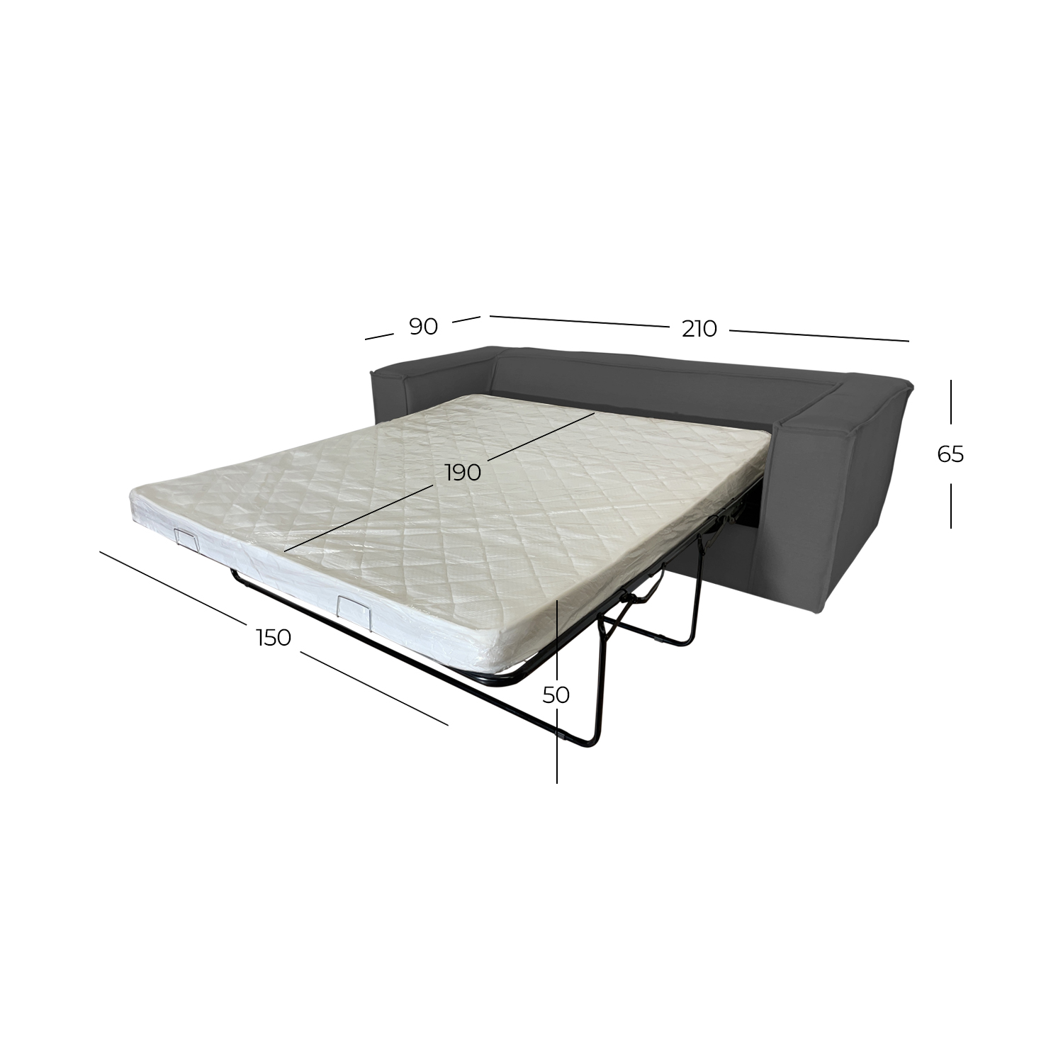 SOFA CAMA ENCO 3 CUERPOS FELPA GRIS - 5