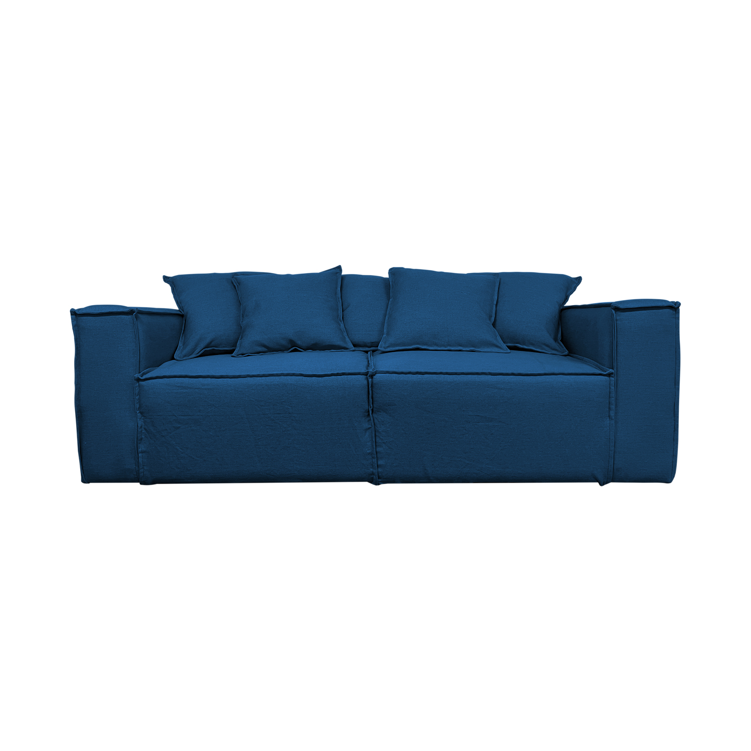 SOFA ENCO 3 CUERPOS CHENILLE AZUL TIPO LINO - 1