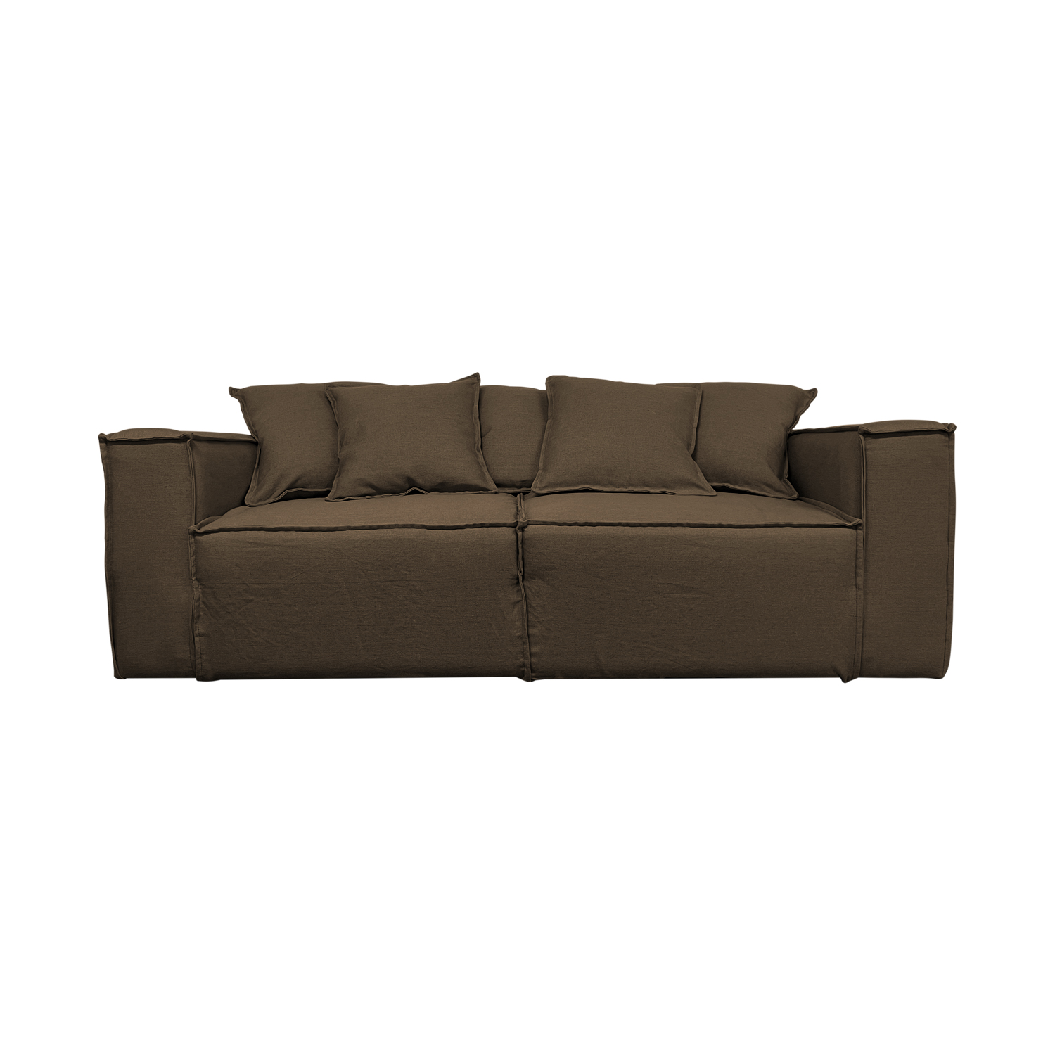 SOFA CAMA ENCO 3 CUERPOS CHENILLE CAFE TIPO LINO - 1