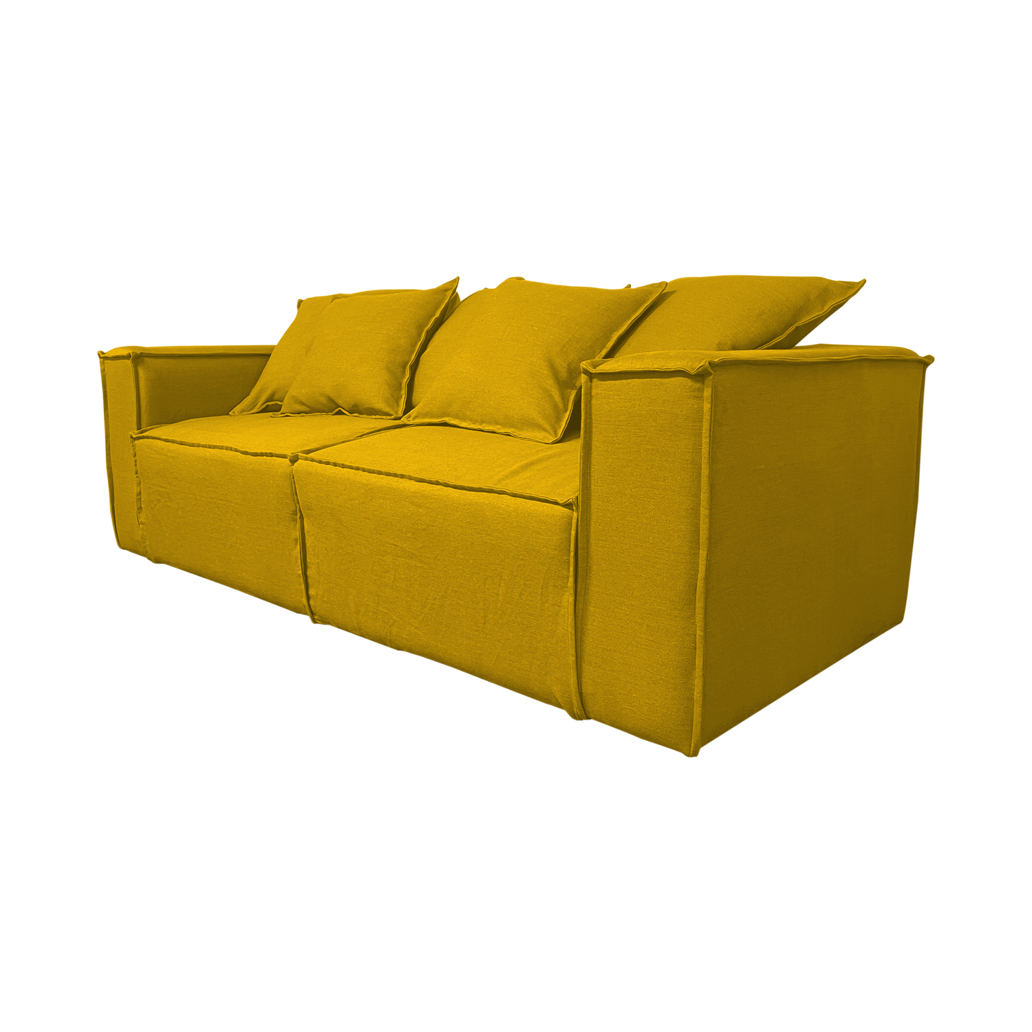 SOFA CAMA ENCO 3 CUERPOS CHENILLE TIPO LINO AMBARINO - 3