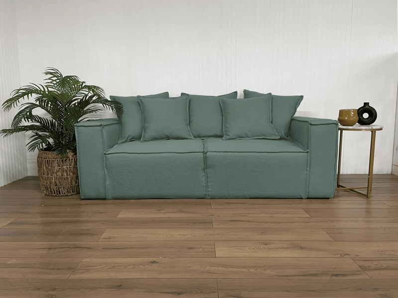 SOFA CAMA ENCO 3 CUERPOS FELPA VERDE - 2