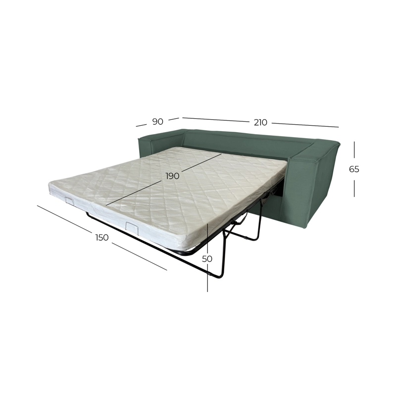 SOFA CAMA ENCO 3 CUERPOS FELPA VERDE - 5