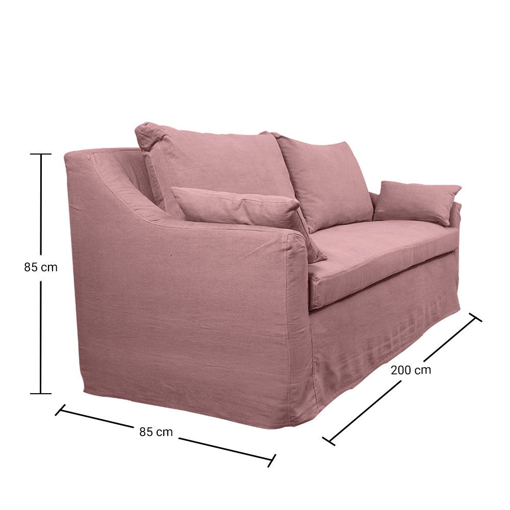 SOFA LIRCAY 3 CUERPOS LINO PALO ROSA - 4
