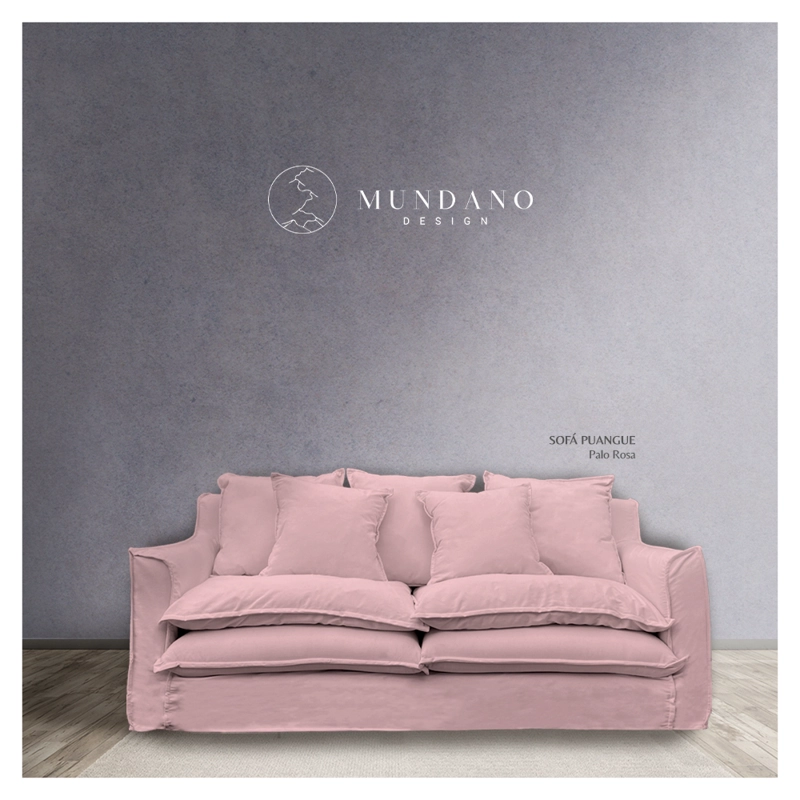 SOFA PUANGUE 3 CUERPOS LINO PALO ROSA - 2