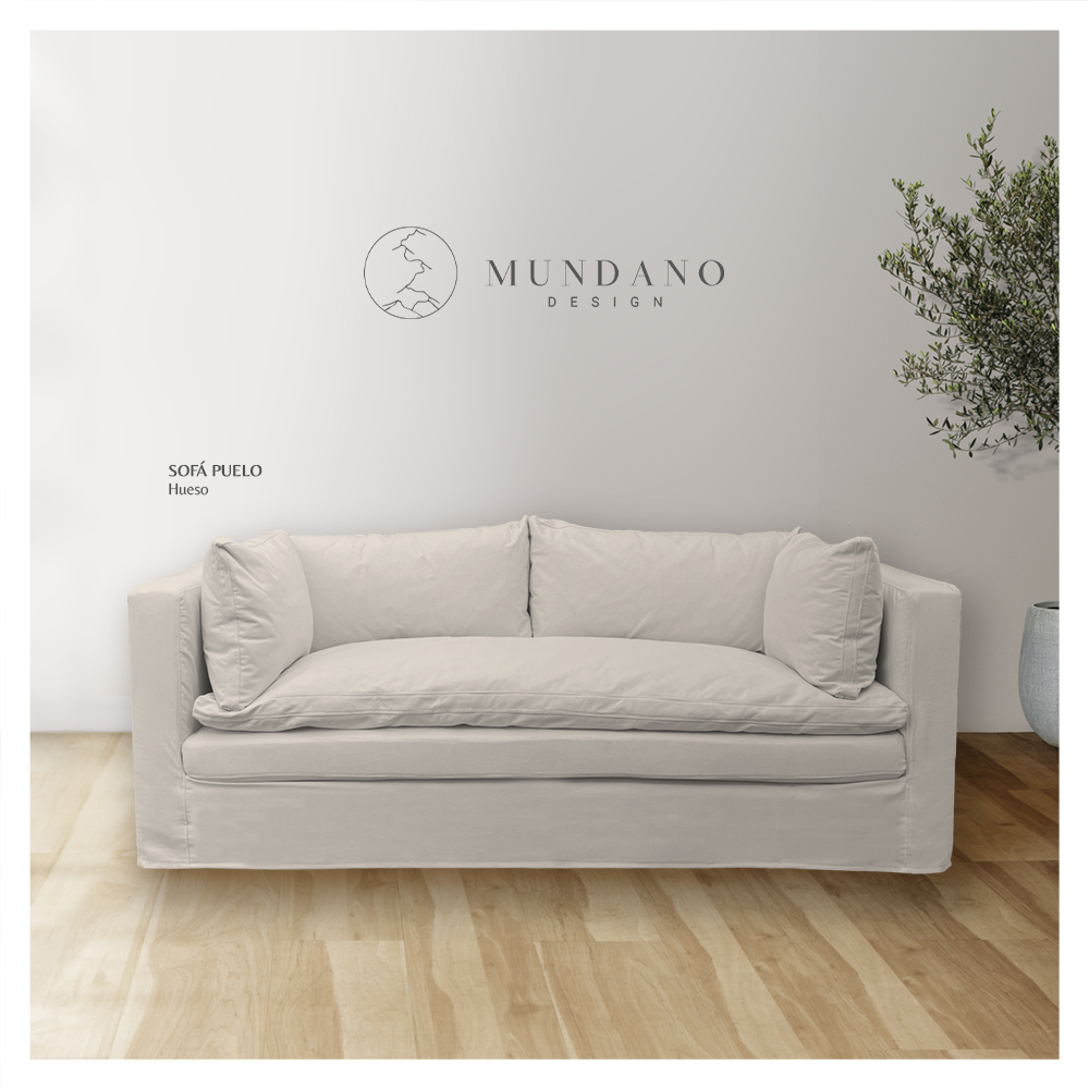 SOFA PUELO 3 CUERPOS LINO HUESO - 2