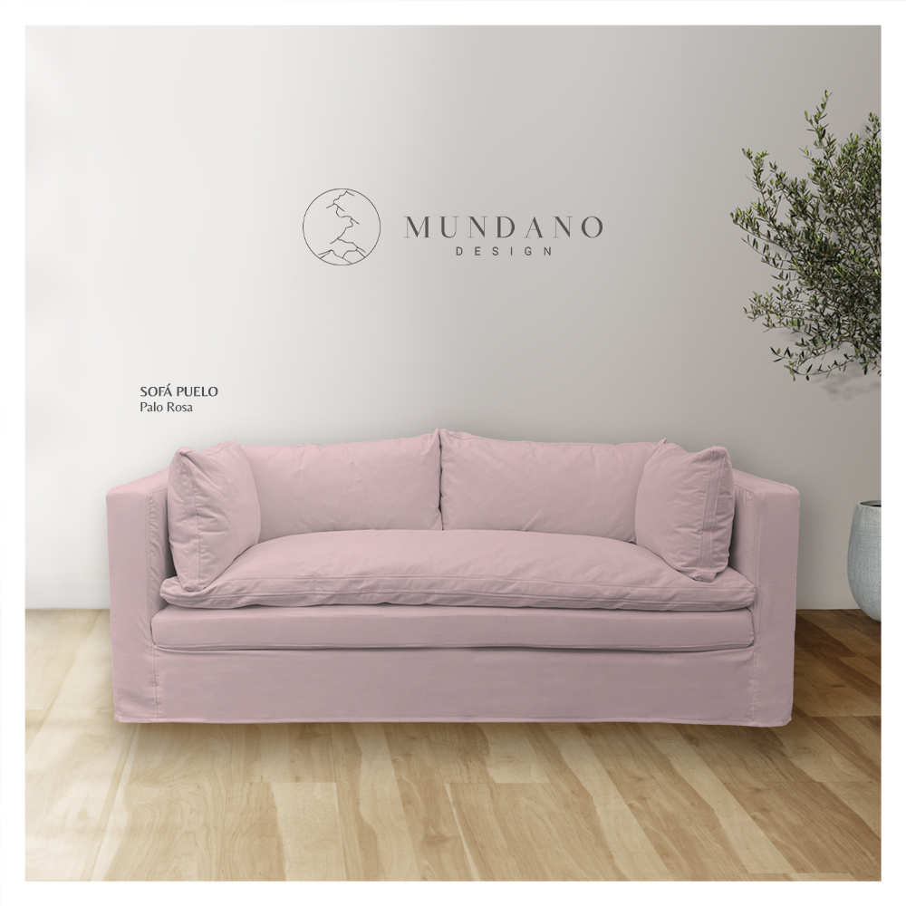 SOFA PUELO 3 CUERPOS LINO PALO ROSA - 2