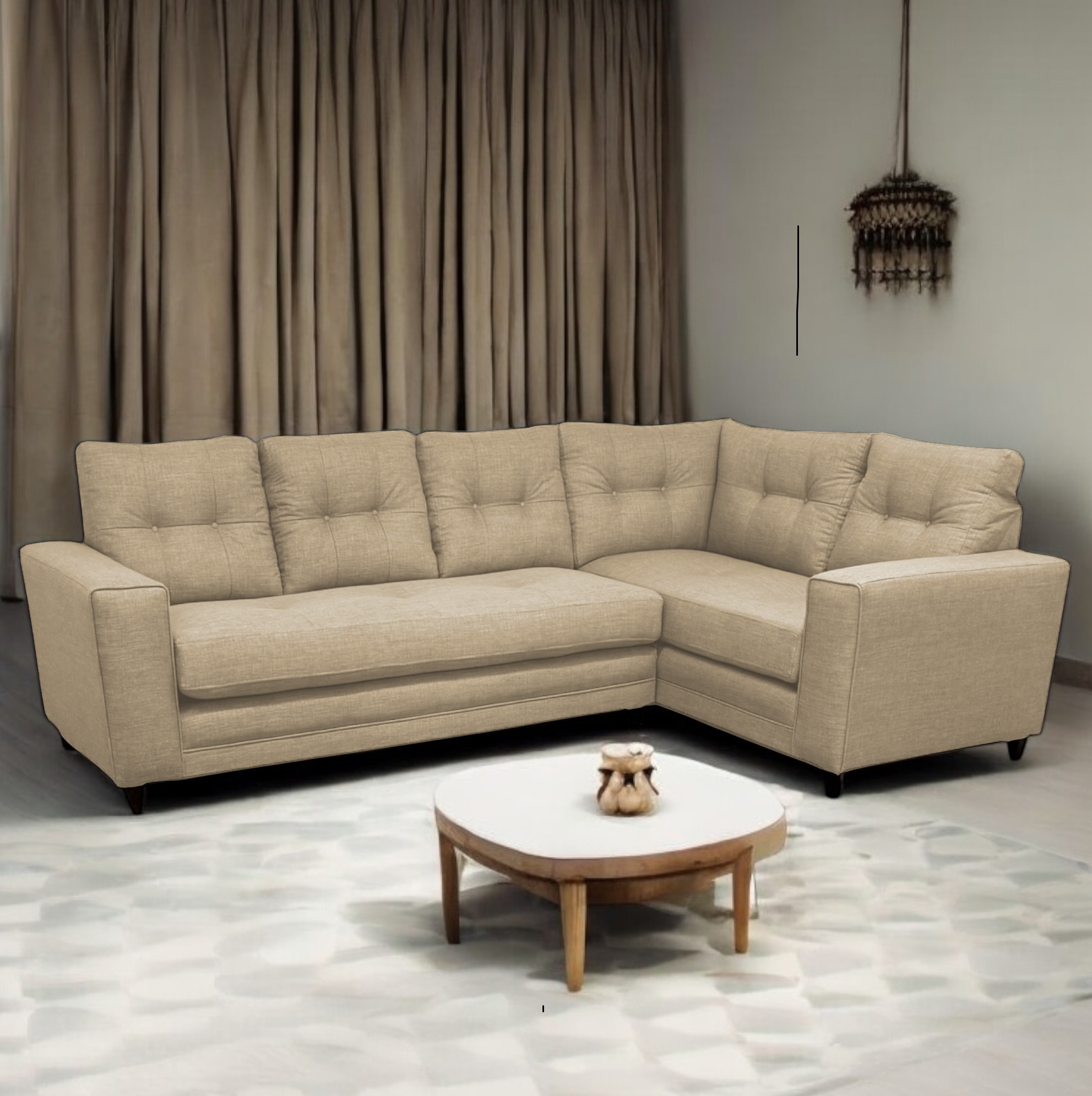 SECCIONAL DERECHO 4 CUERPOS BEIGE ALPES CHENILLE TIPO LINO - 5