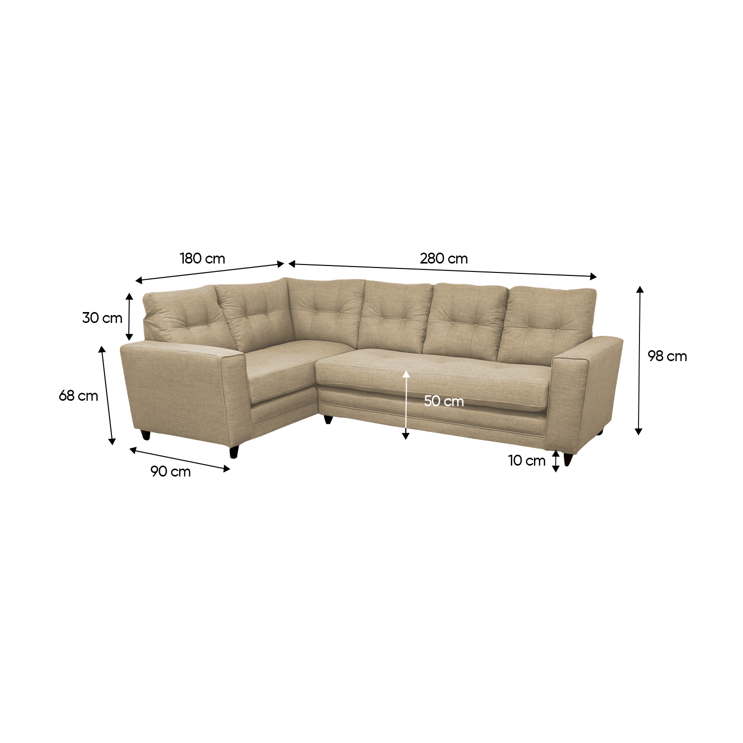 SECCIONAL DERECHO 4 CUERPOS BEIGE ALPES CHENILLE TIPO LINO - 6