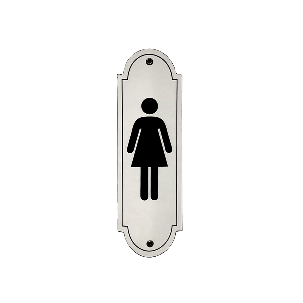CARTEL CHAPA 8X22CM 'MUJER BAÑO' SAGOMADO - FIRE CHILE - 1