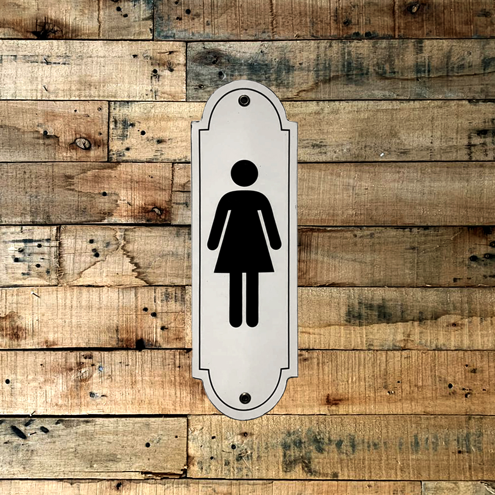 CARTEL CHAPA 8X22CM 'MUJER BAÑO' SAGOMADO - FIRE CHILE - 2