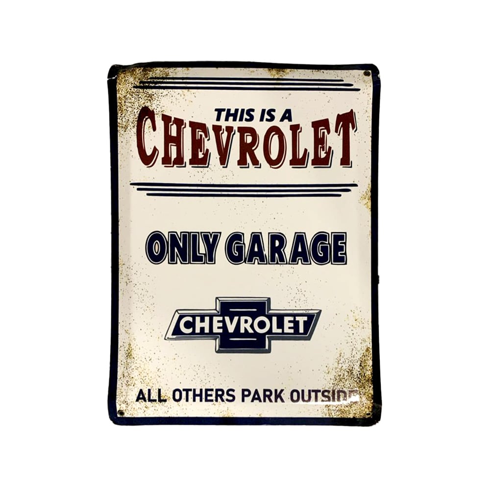 CARTEL CHAPA 32X42 CHEVROLET BLANCA - FIRE CHILE - 1