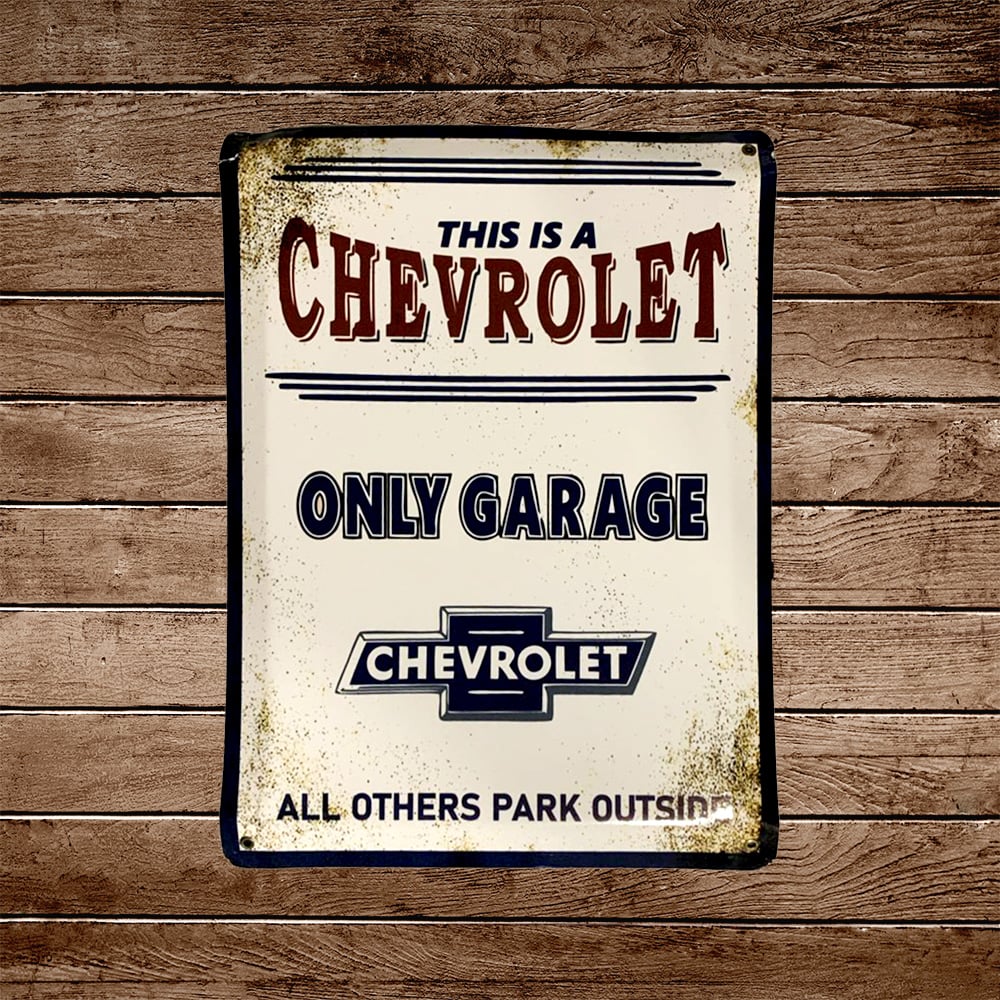 CARTEL CHAPA 32X42 CHEVROLET BLANCA - FIRE CHILE - 2